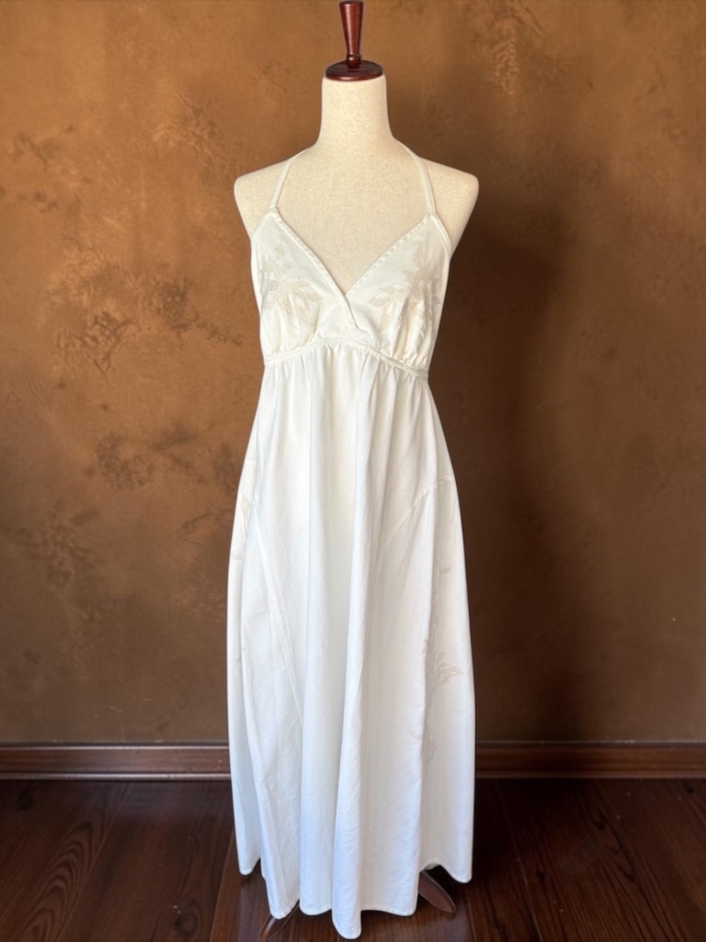 Robert Rodriguez Neakita Halter Denim Dress in Cream Size 8